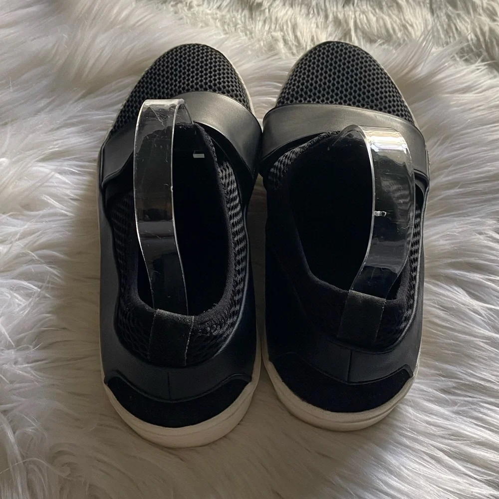 Zara Man size 44 black fabric & leather material sneakers slip ons loafers